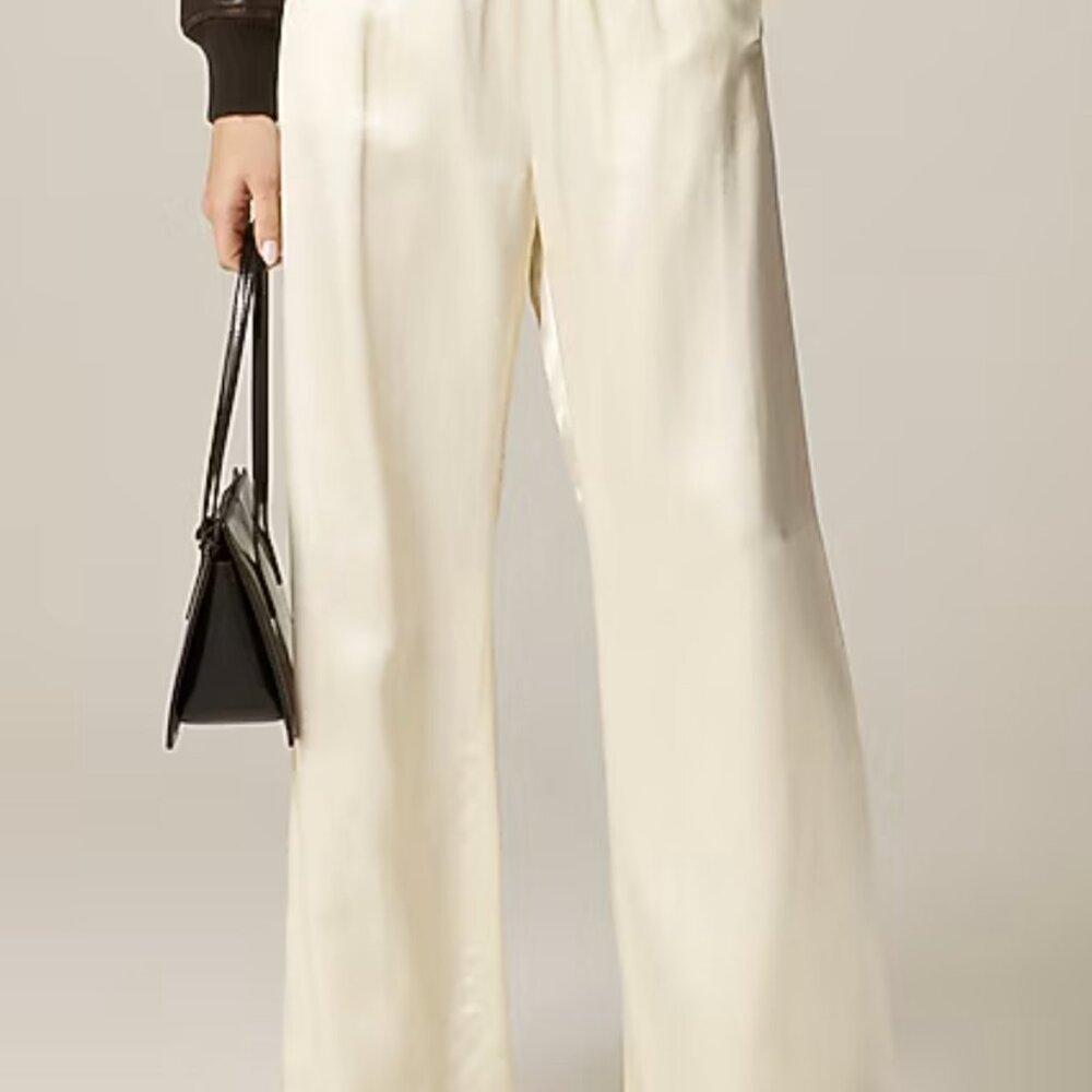 J CREW Cosmo pant in luster charmeuse Ivory NWOT